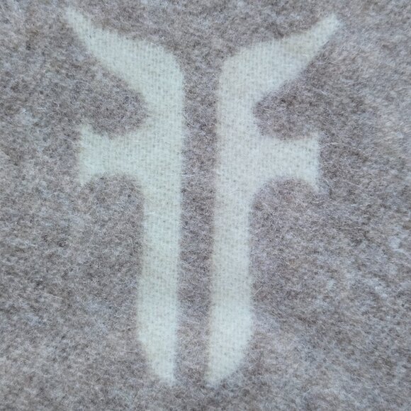 Frye & Co Wool Cashmere Fringe Logo Scarf - Picture 6 of 8